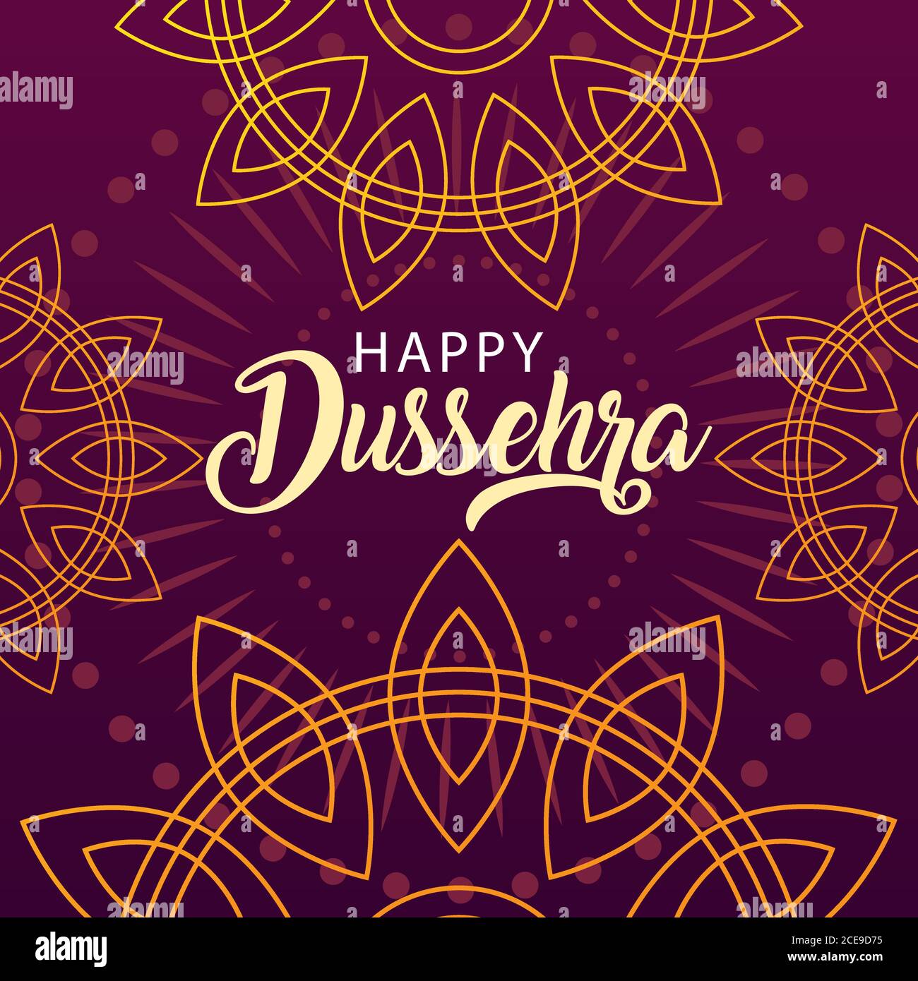 happy Dussehra label with decorative ornament vector illustration design Stock Vector