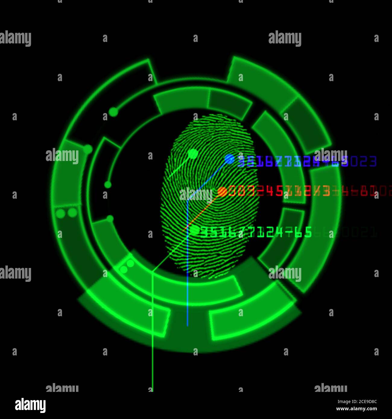 Digital fingerprint scanning identification system, illustration