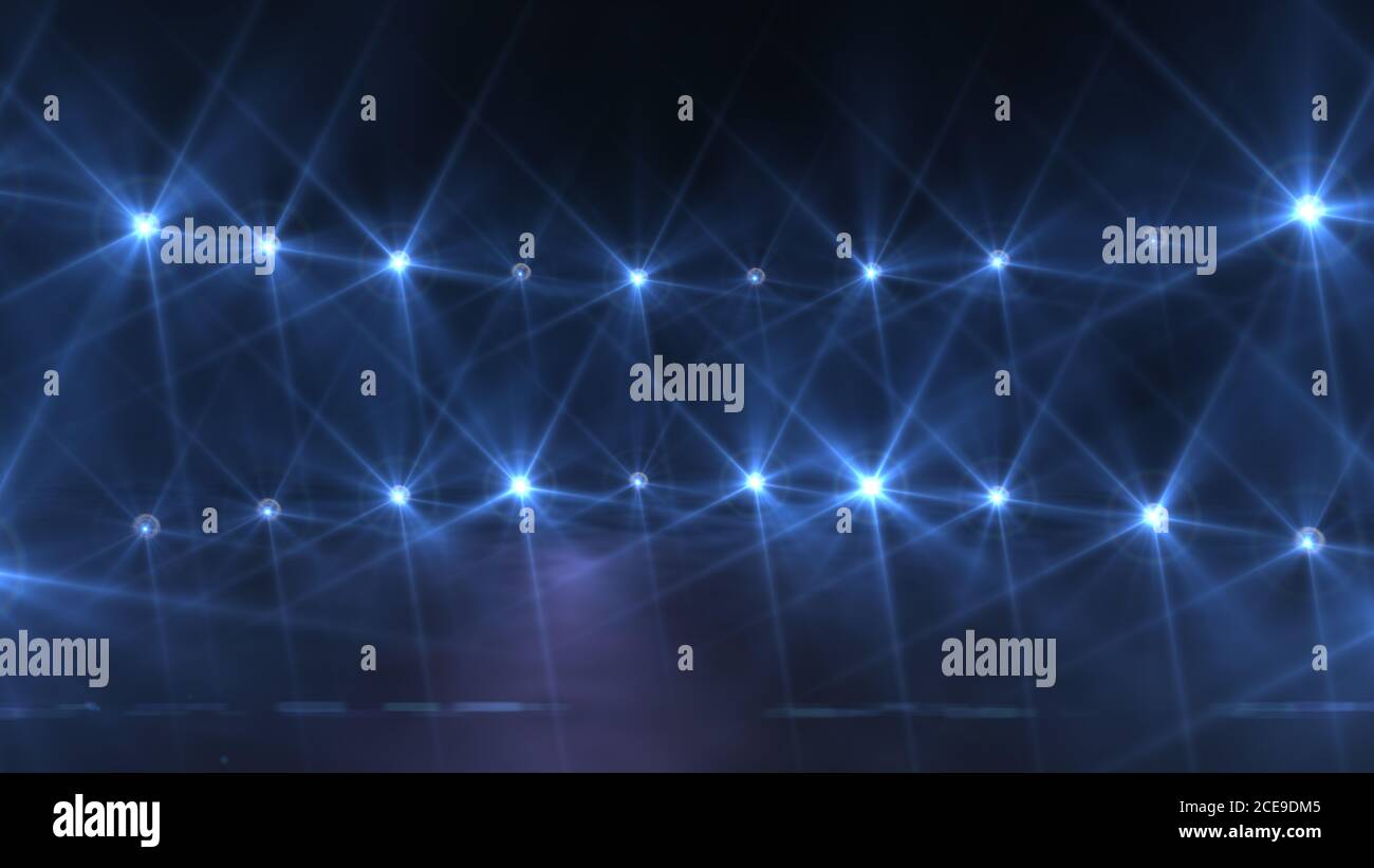 Bright stadium arena lighting spotlight 3d illustration render Stock