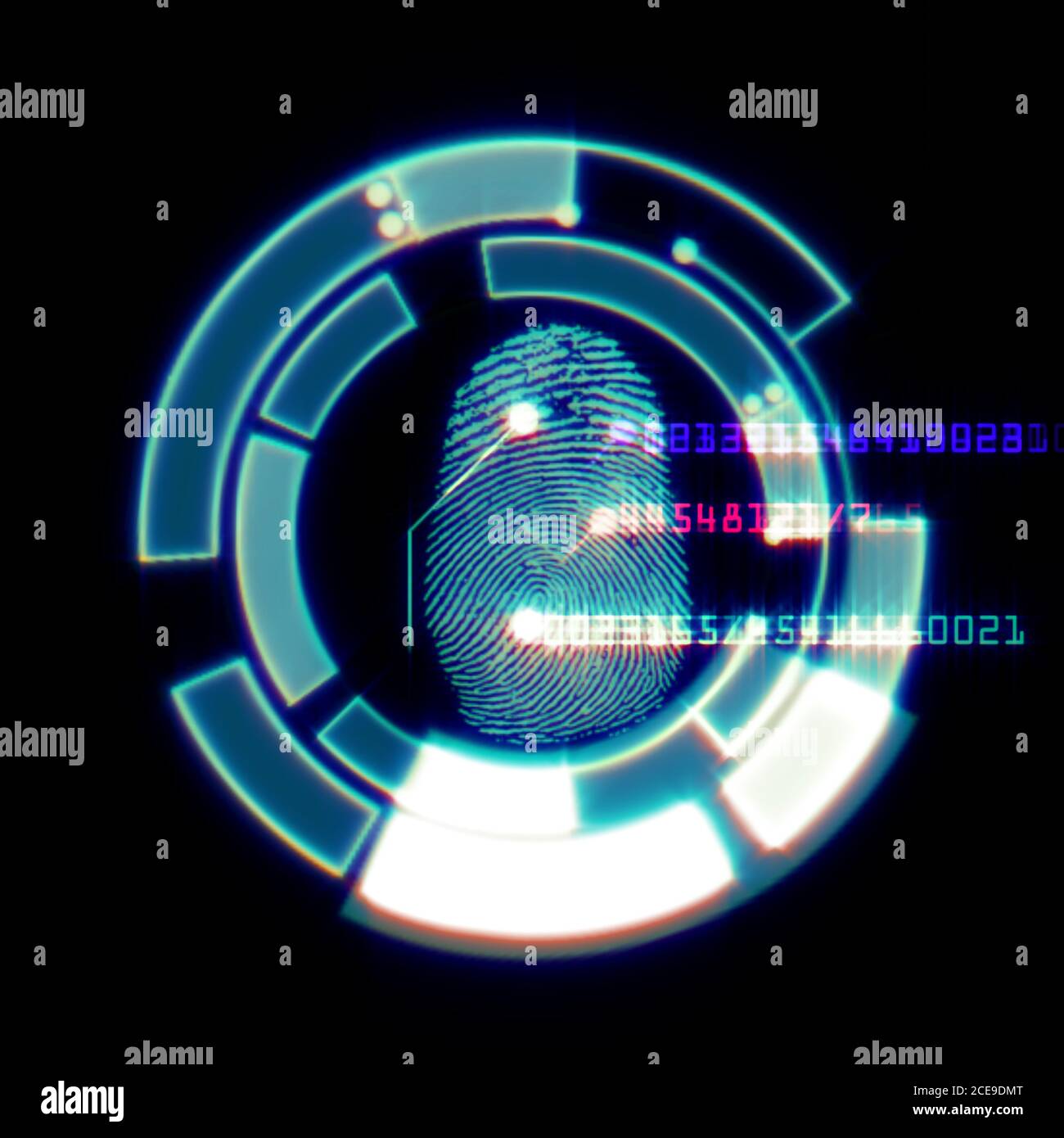 Digital fingerprint scanning identification system, illustration