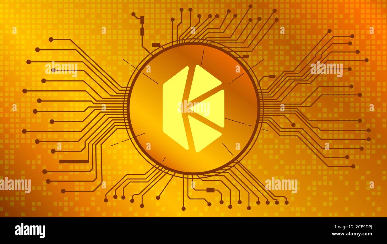Kyber Network KNC cryptocurrency token symbol of the DeFi project in circle  with PCB tracks on gold background. Currency icon. Decentralized finance  Stock Photo - Alamy