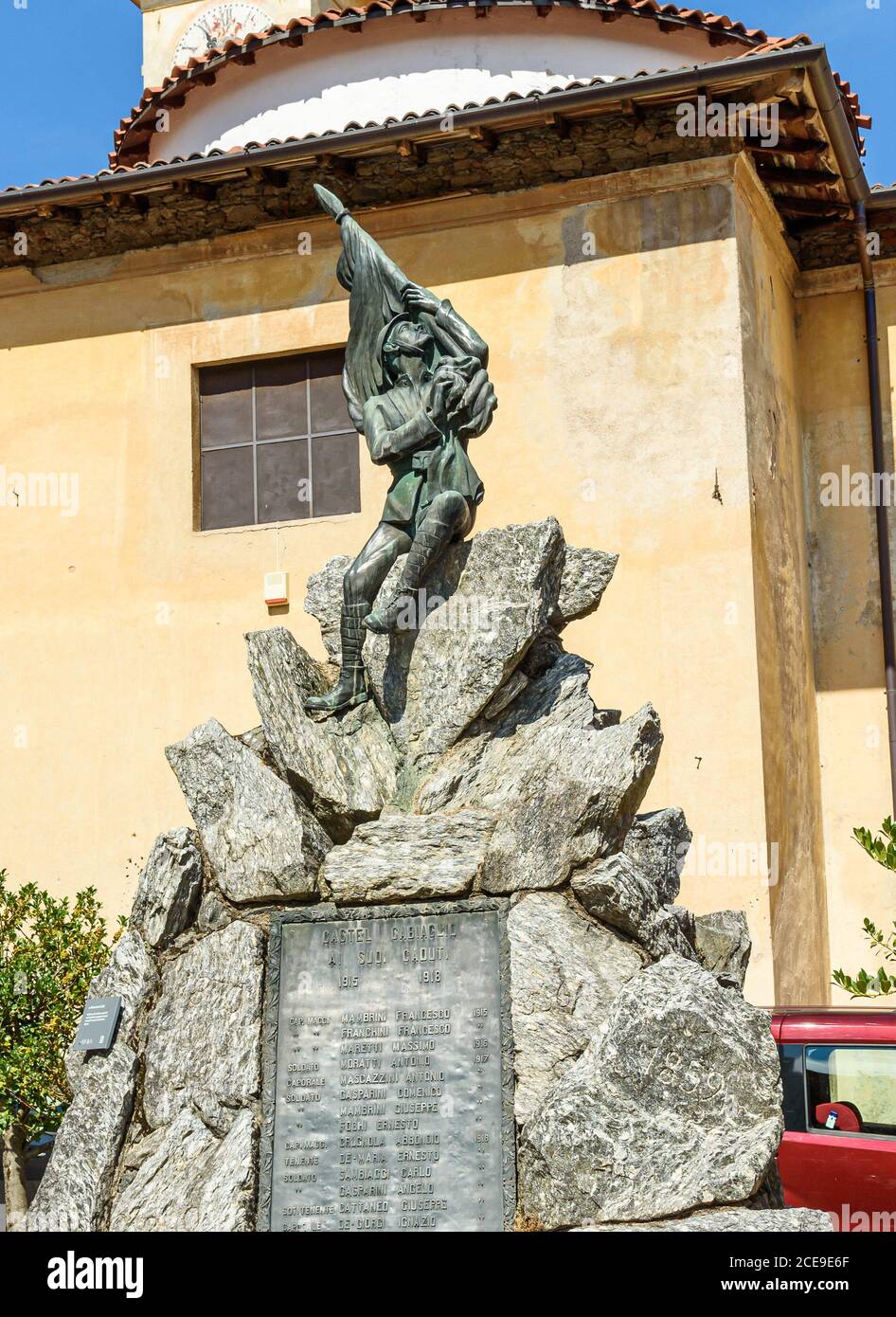 Monument to the Fallen in Castello Cabiaglio village, province of Varese, Lombardy, Italy Stock Photo