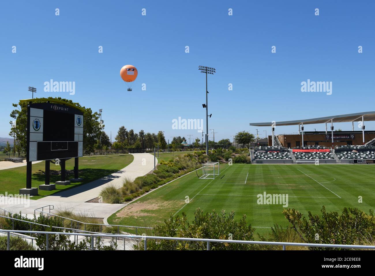IRVINE, CALIFORNIA 30 AUG 2020 The Orange County Great Park Balloon and soccer stadium