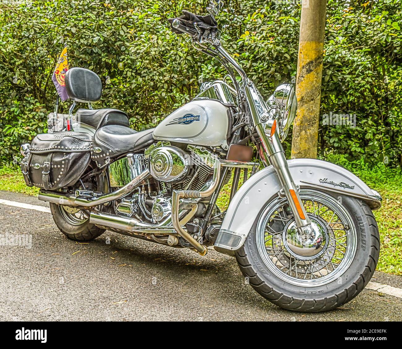Taipei Taiwan April 13 2014 Harley Davidson Heritage Softail Motorcycle Parked On Road Stock Photo Alamy