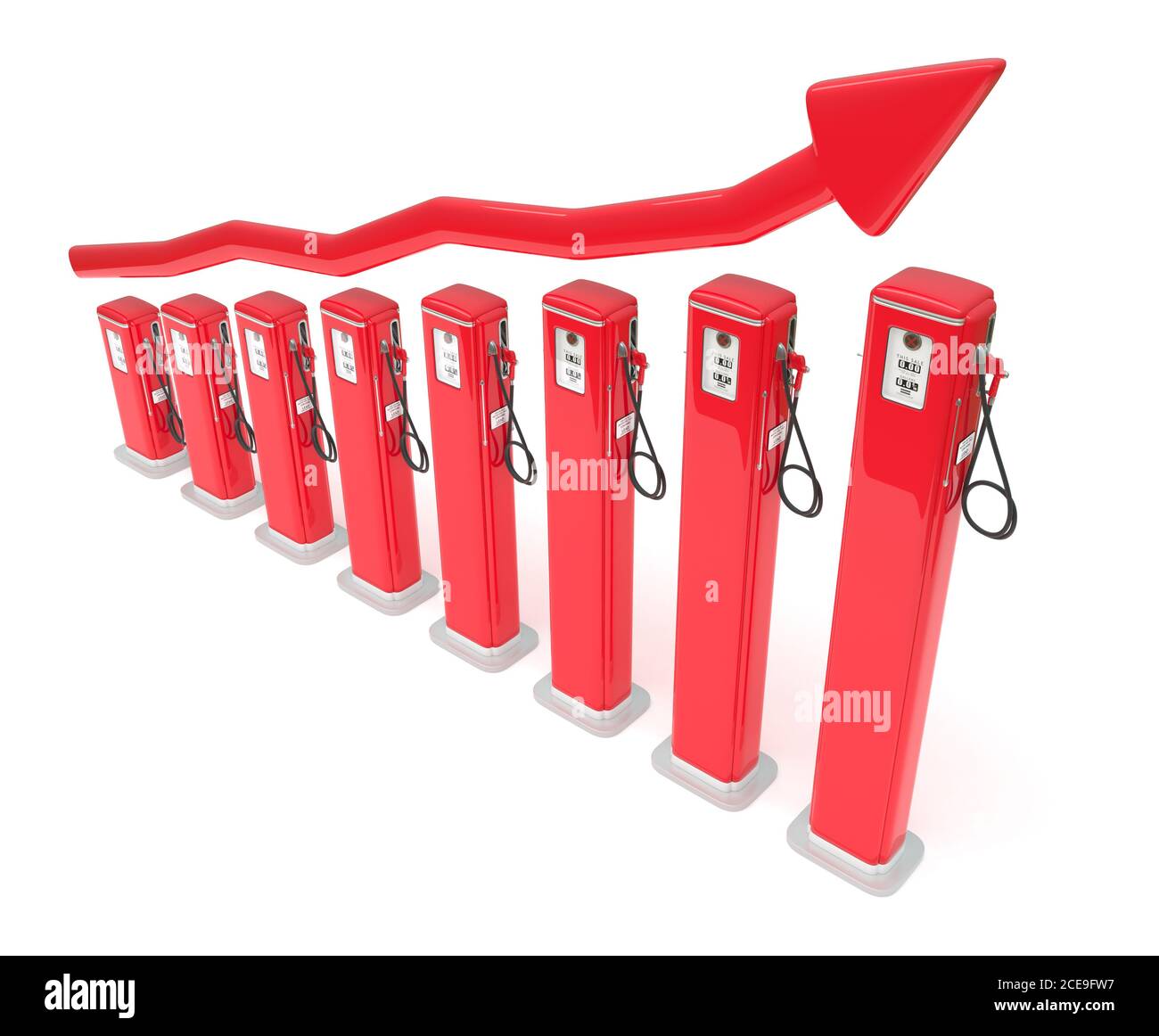 Fuel market: red petrol pumps chart Stock Photo