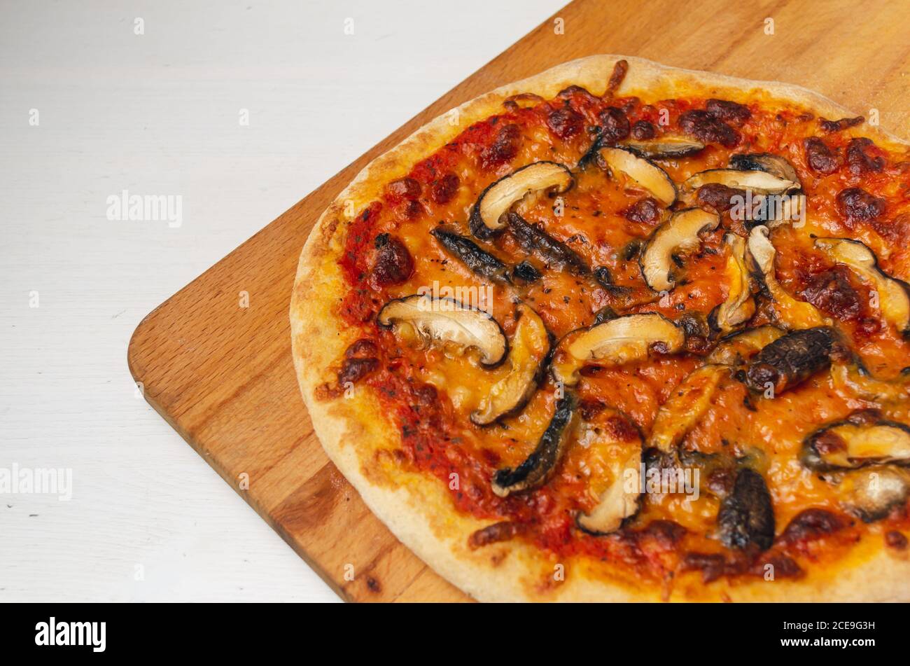 Mushroom Pizza with Black Truffle Oil Stock Photo Alamy