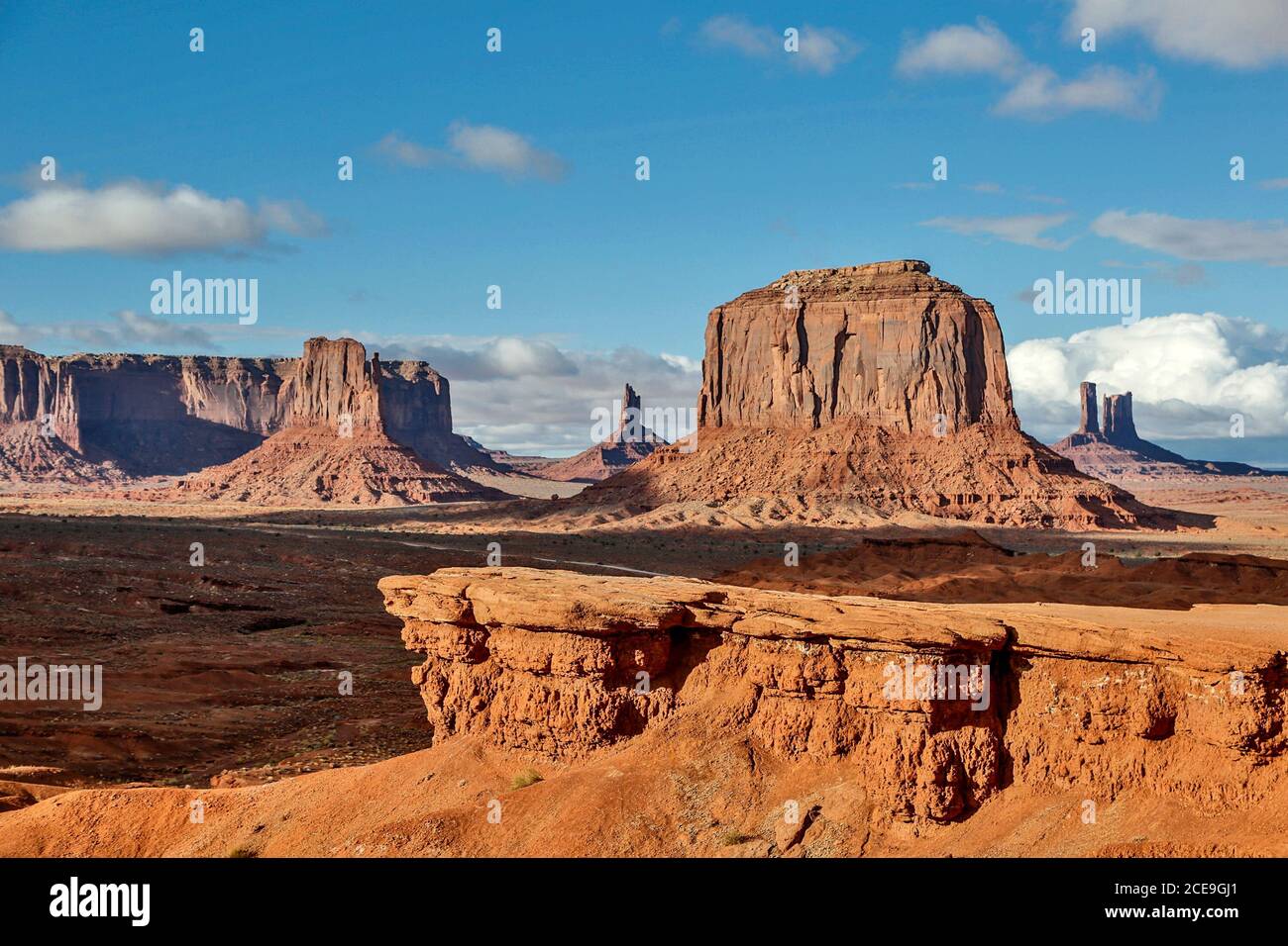 Sandstone buttes from John Ford's Point Overlook, Monument Valley, Utah and Arizona border USA Stock Photo