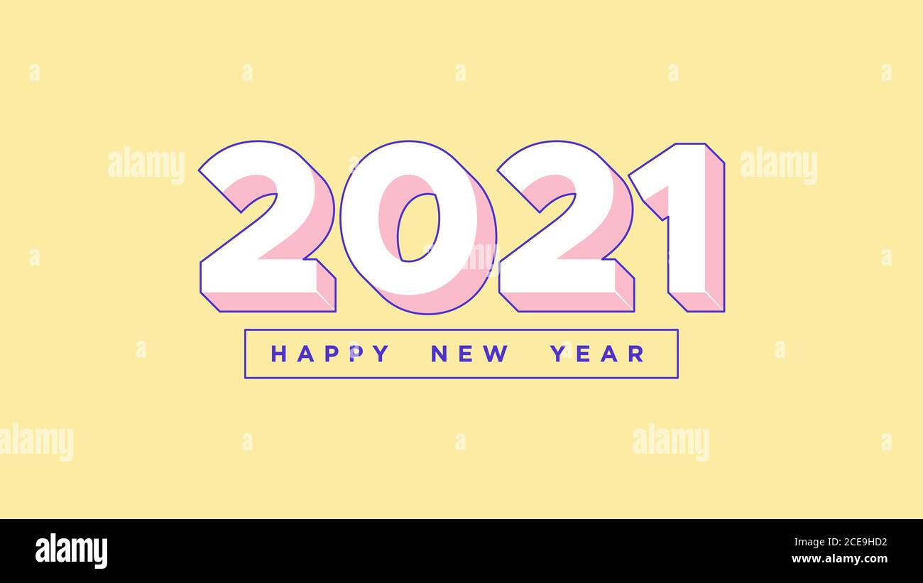 Happy New 21 Year Isometric Number 21 With White And Pastel Pink Color Digits In 3d Style On The Light Yellow Background Greeting Card Festive Stock Vector Image Art Alamy
