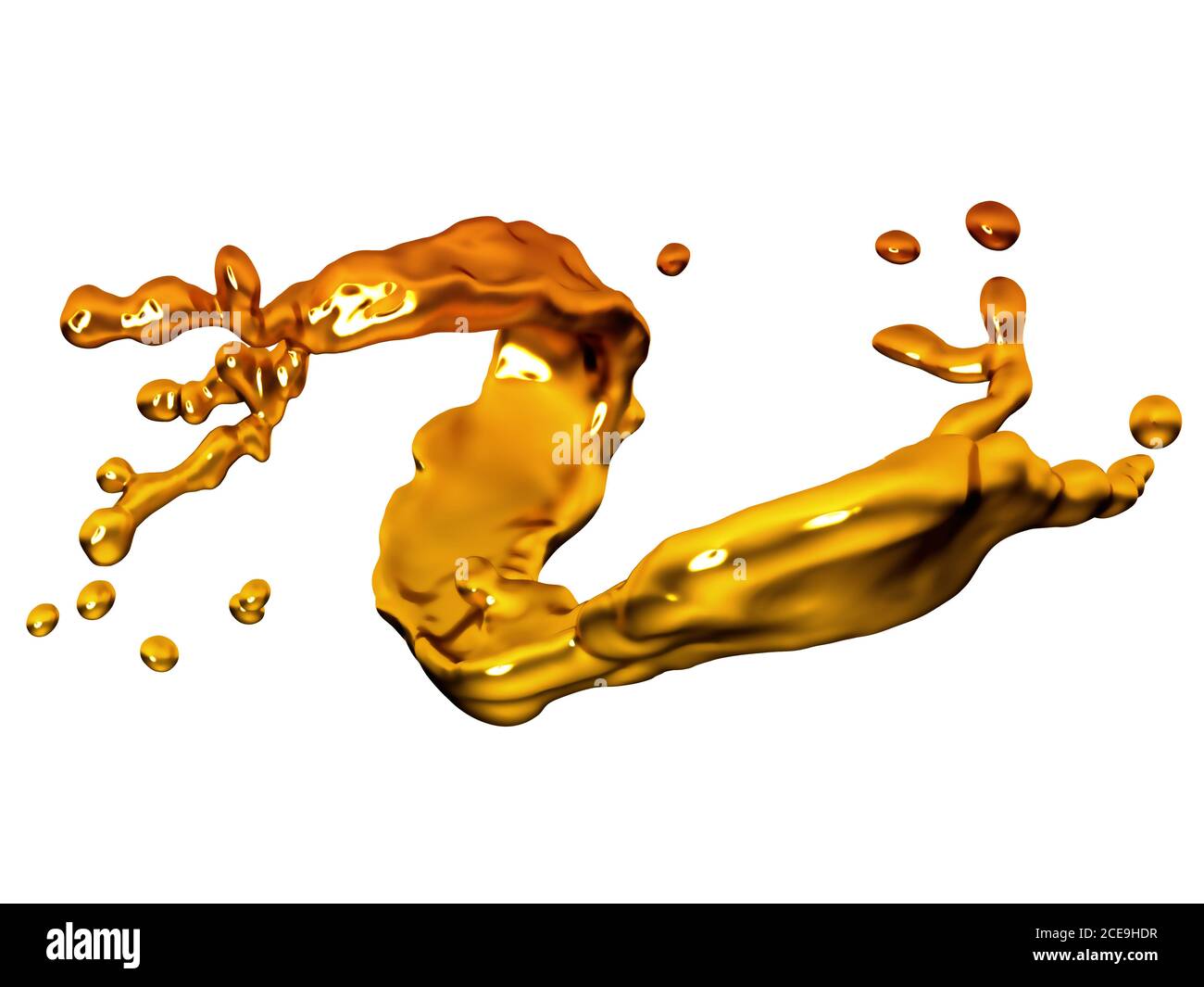 Splash of melted gold with drops Stock Photo