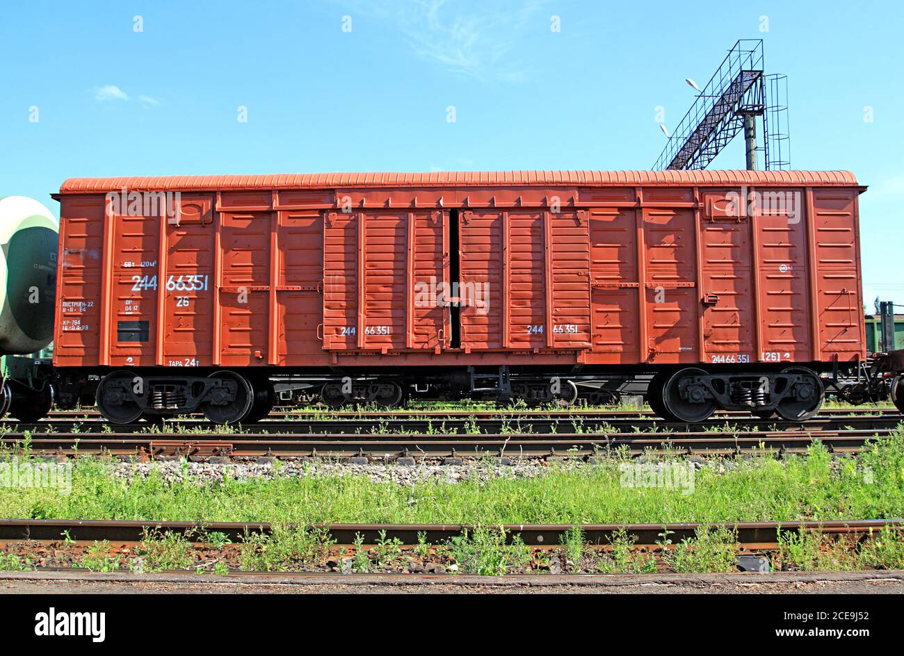 red freight-car Stock Photo