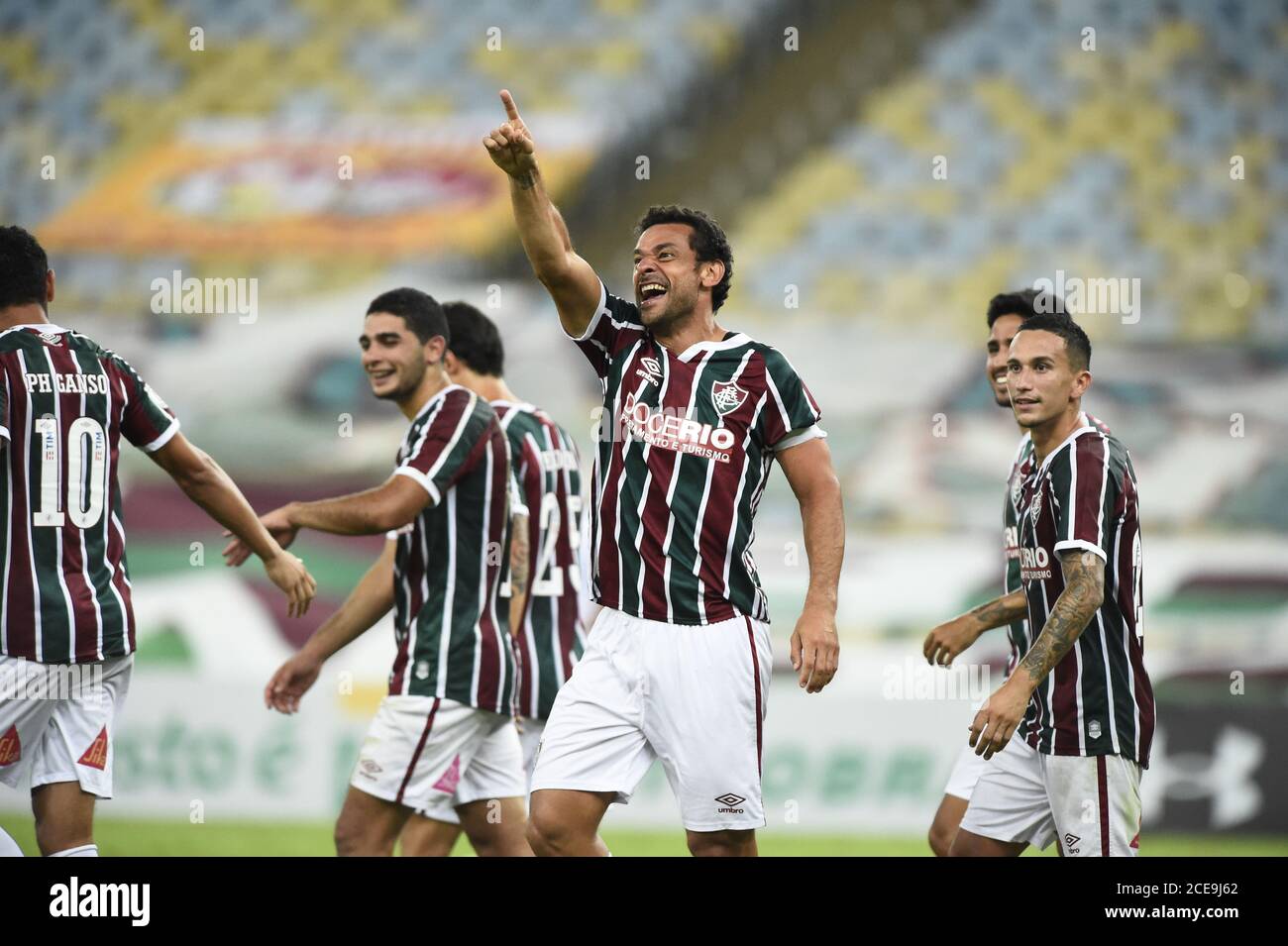 Rio de Janeiro-Brazil Fluminense player Fred celebrates his first goal with the shirt of Fluminense, during the match between Fluminense and Vasco Stock Photo