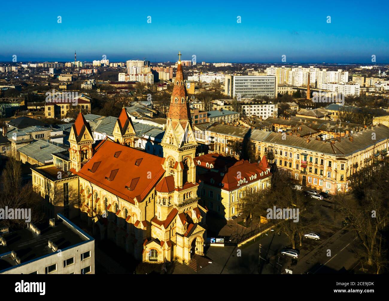 air photo of Church of St. Paul in Odessa Ukraine Stock Photo