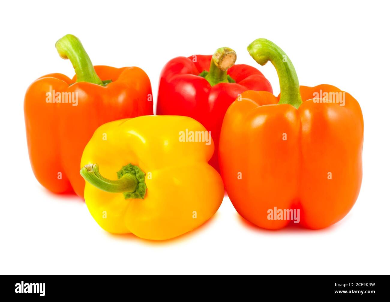 Yellow, red and orange peppers Stock Photo