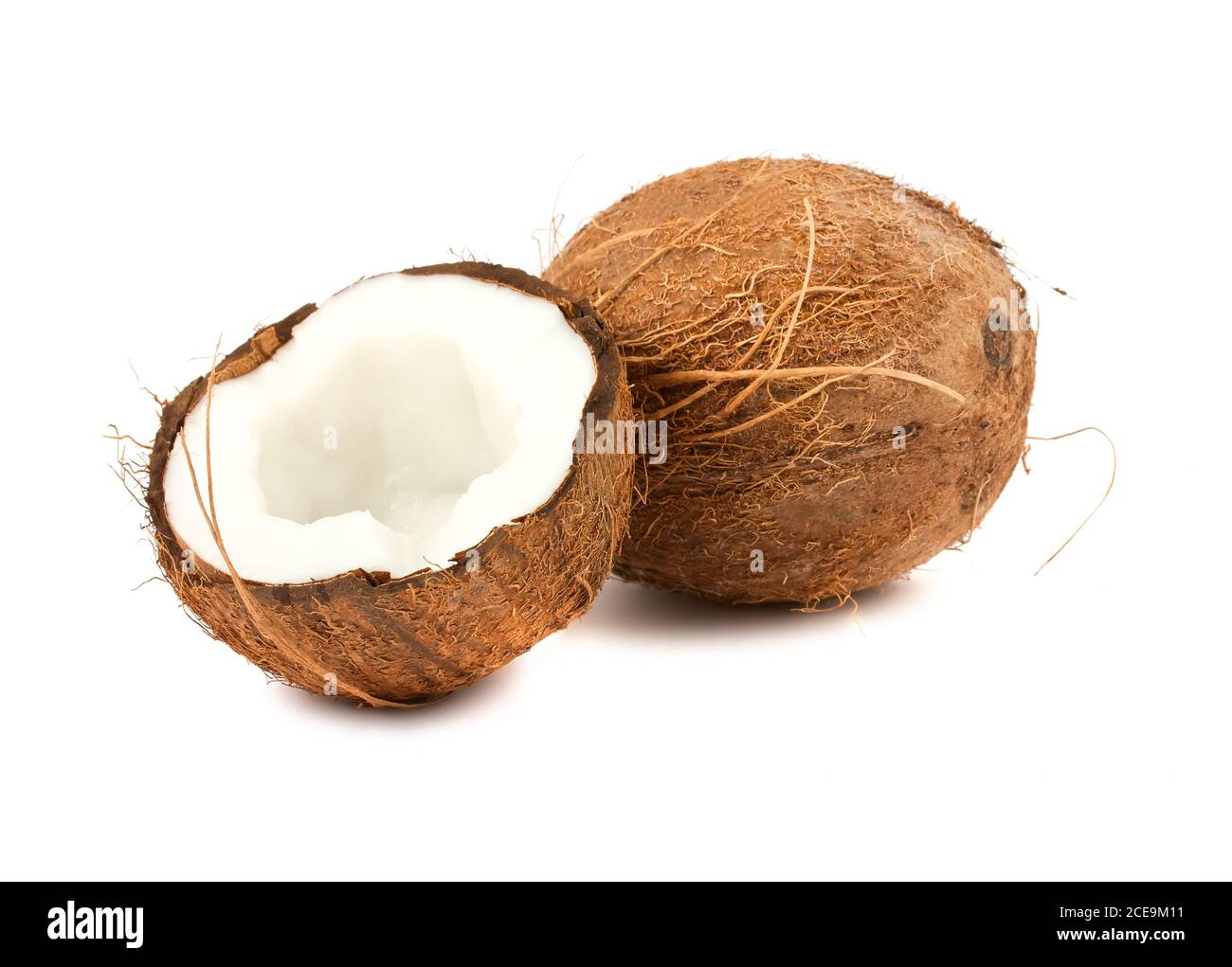 Full and half of coconut Stock Photo