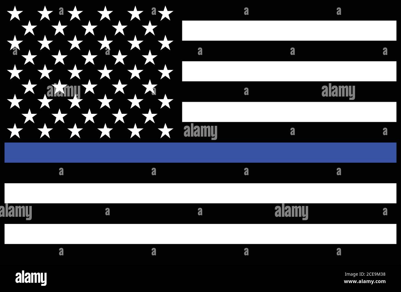 Back the Blue USA Police Blue Line Flag Stock Vector