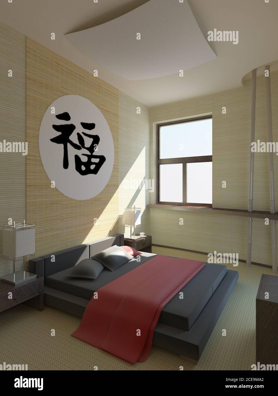 modern hotel bedroom in japanese style Stock Photo