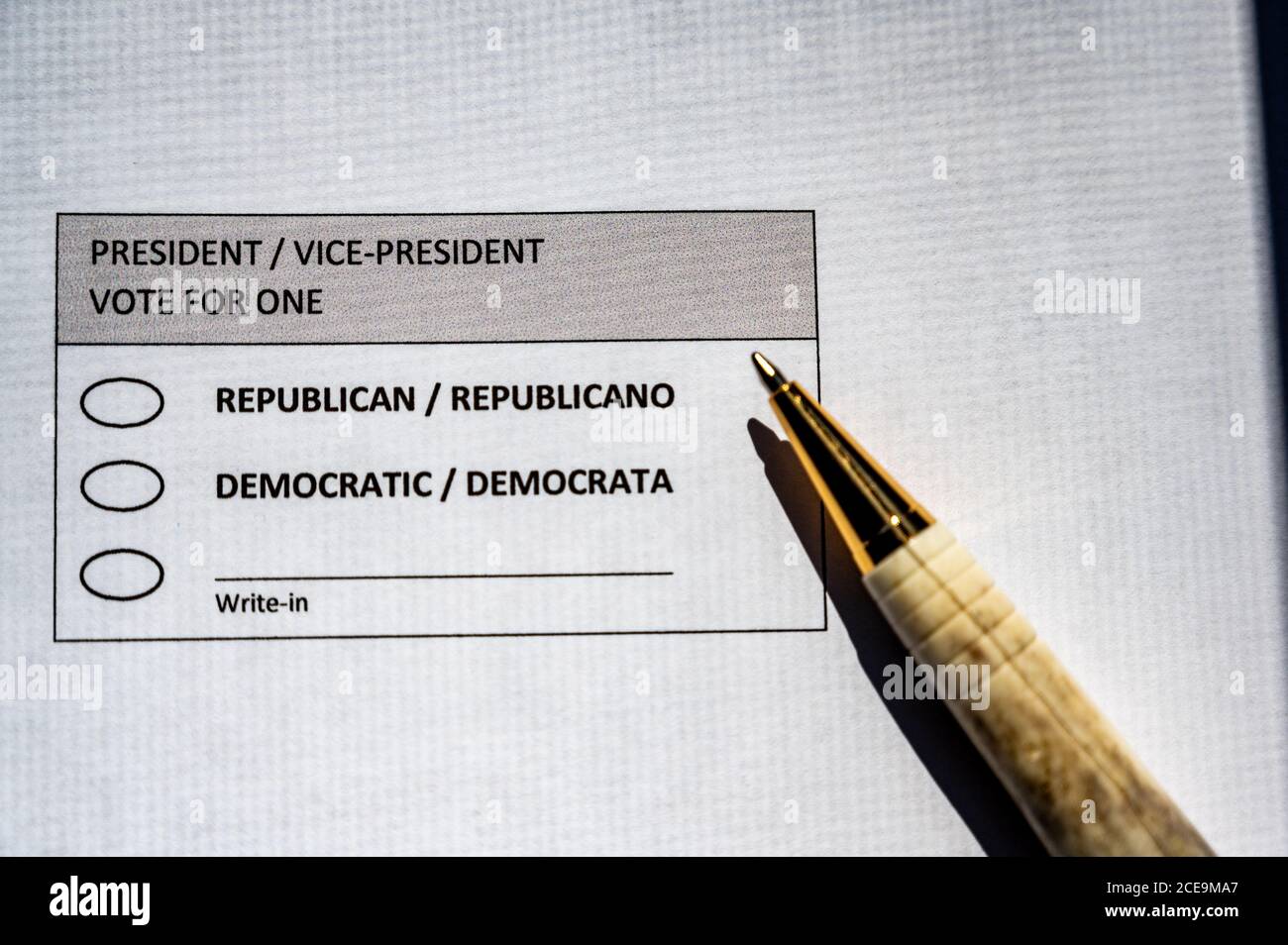 Concept of US presidential election ballot being completed Stock Photo