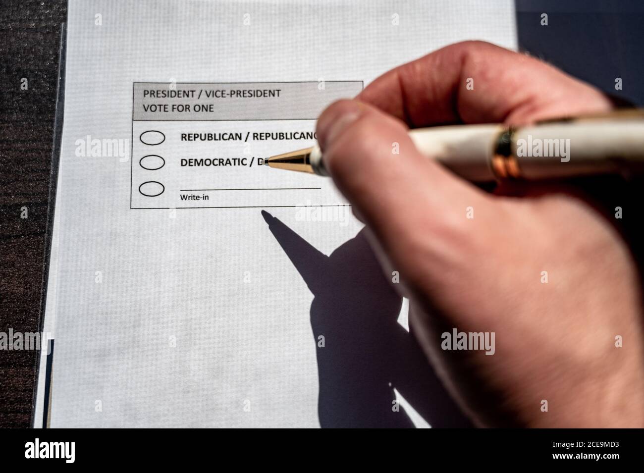 Concept of US presidential election ballot being completed Stock Photo