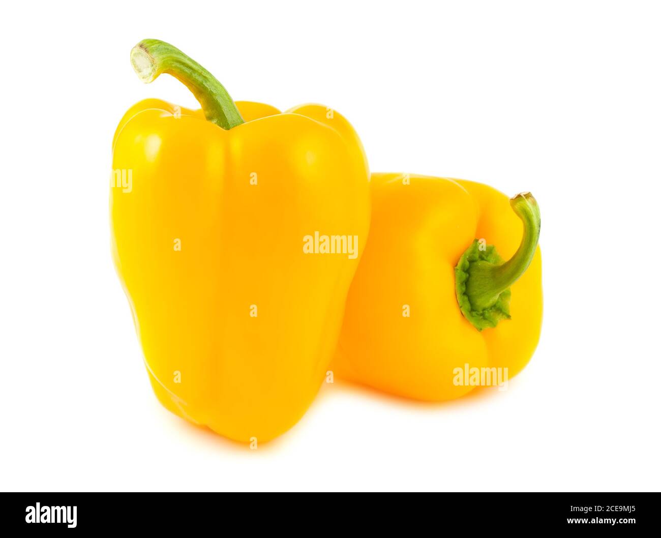 Two yellow peppers Stock Photo
