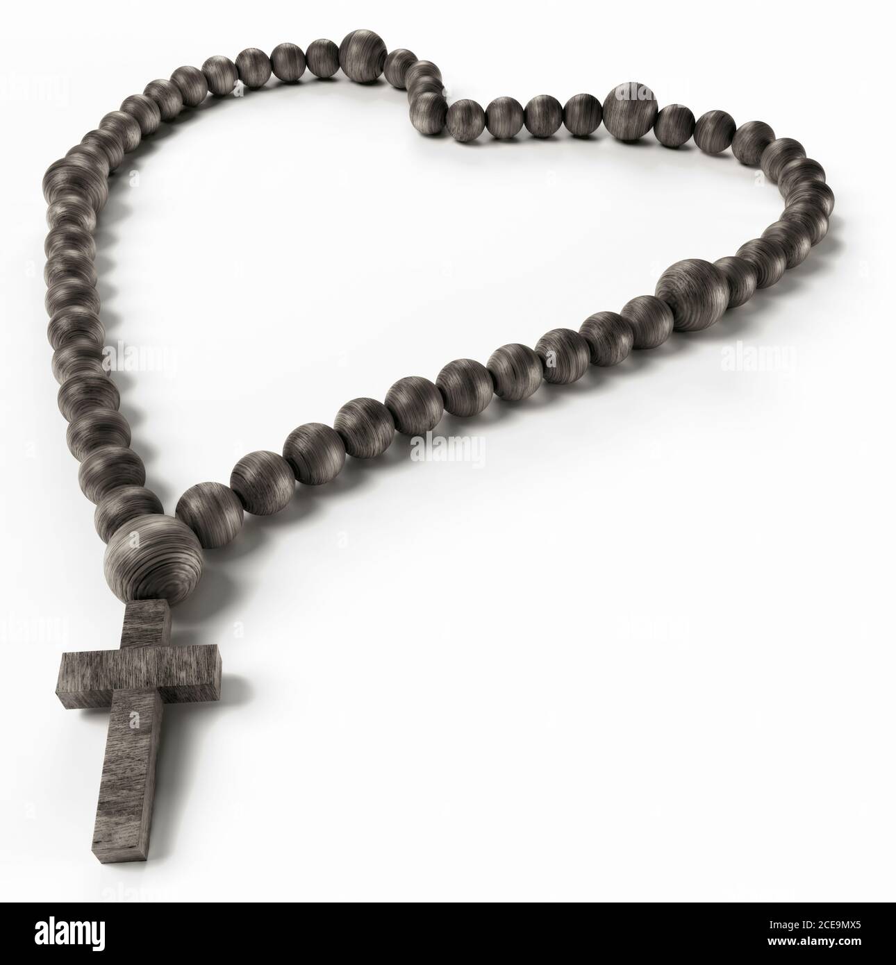 Religion and love: black chaplet or rosary beads Stock Photo