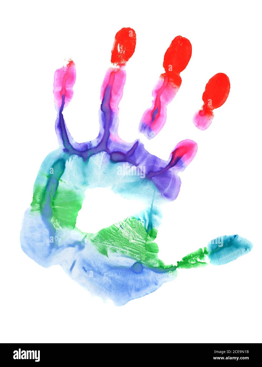 Colored hand print Stock Photo
