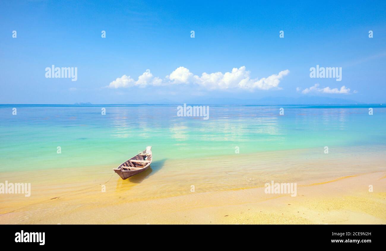 boat and beautiful blue ocean Stock Photo