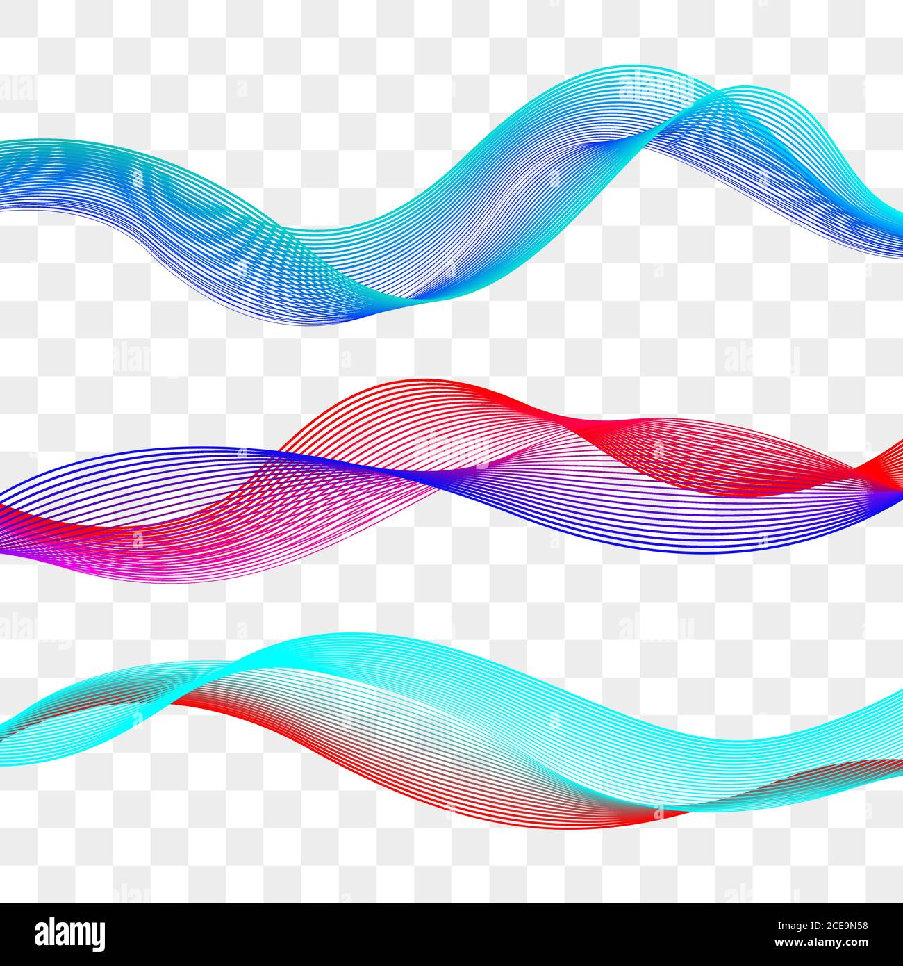 Set of wavy design elements. Curved moving lines Stock Vector Image