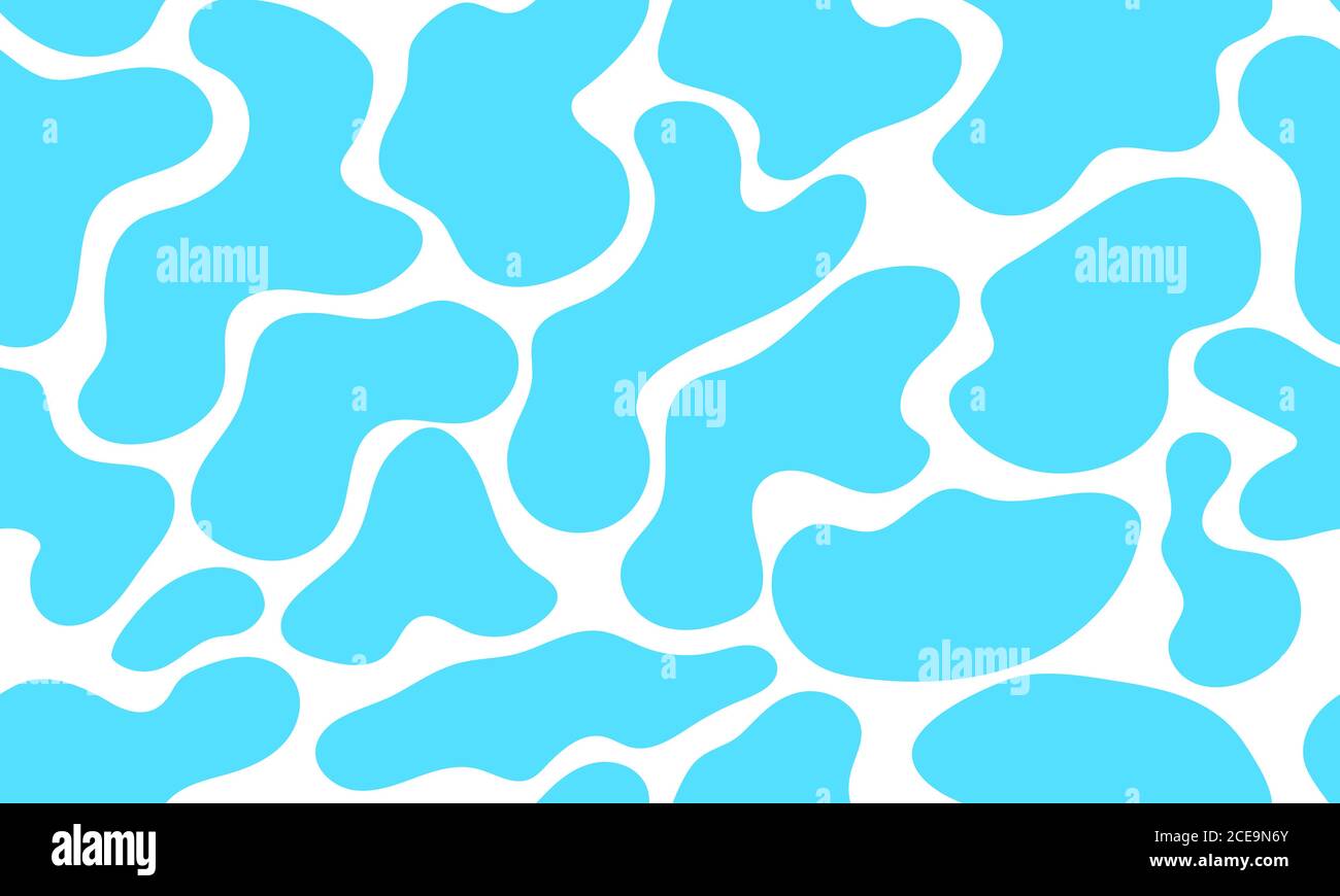 Water drops, seamless pattern with blue organic shapes Stock Vector