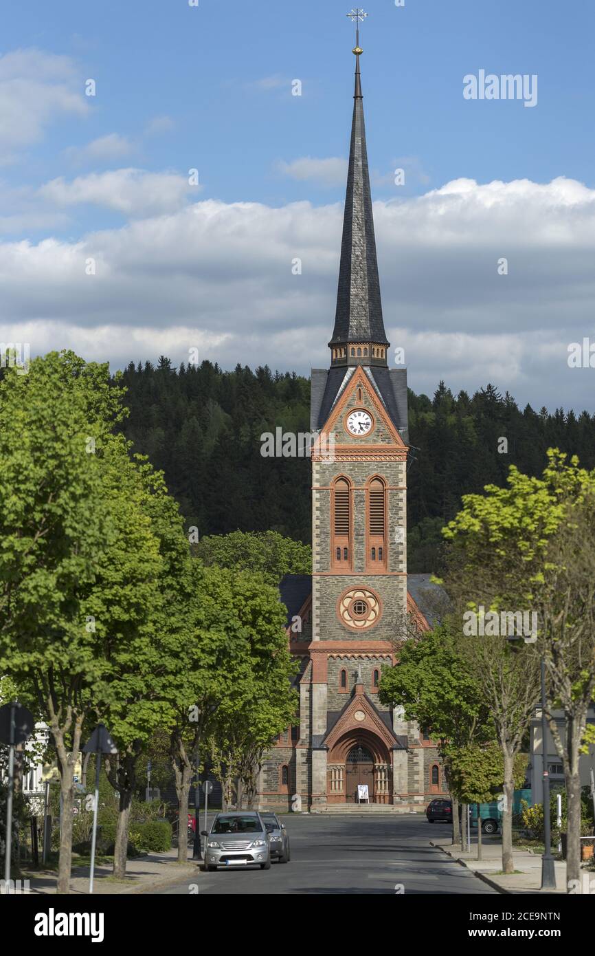 Evangelical Lutheran St. Trinity Church in Bad Elster, Saxony, Vogtland, Germany, Europe Stock Photo
