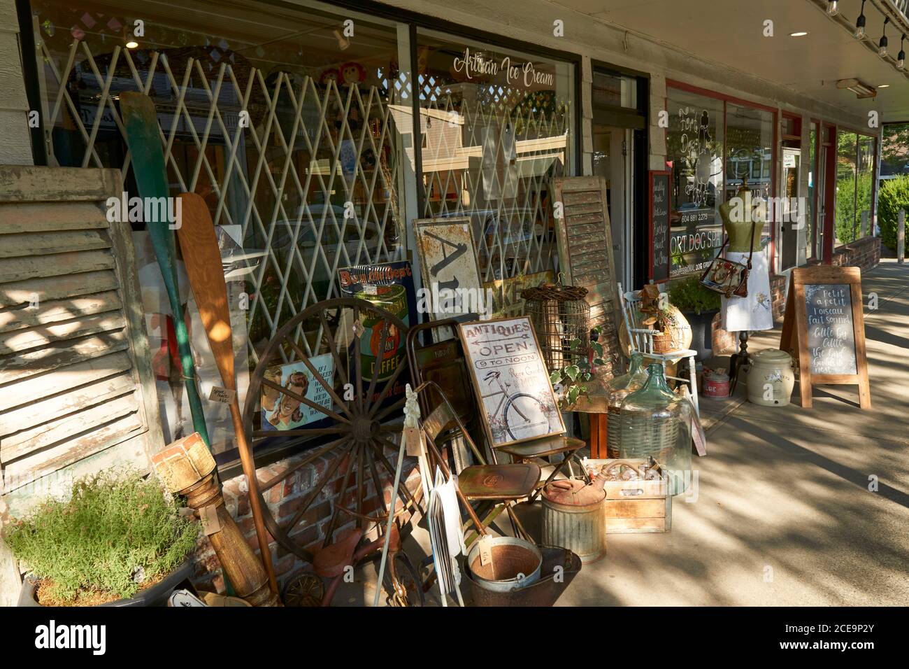 An antique store on Mavis Avenue in the town of Fort Langley, British