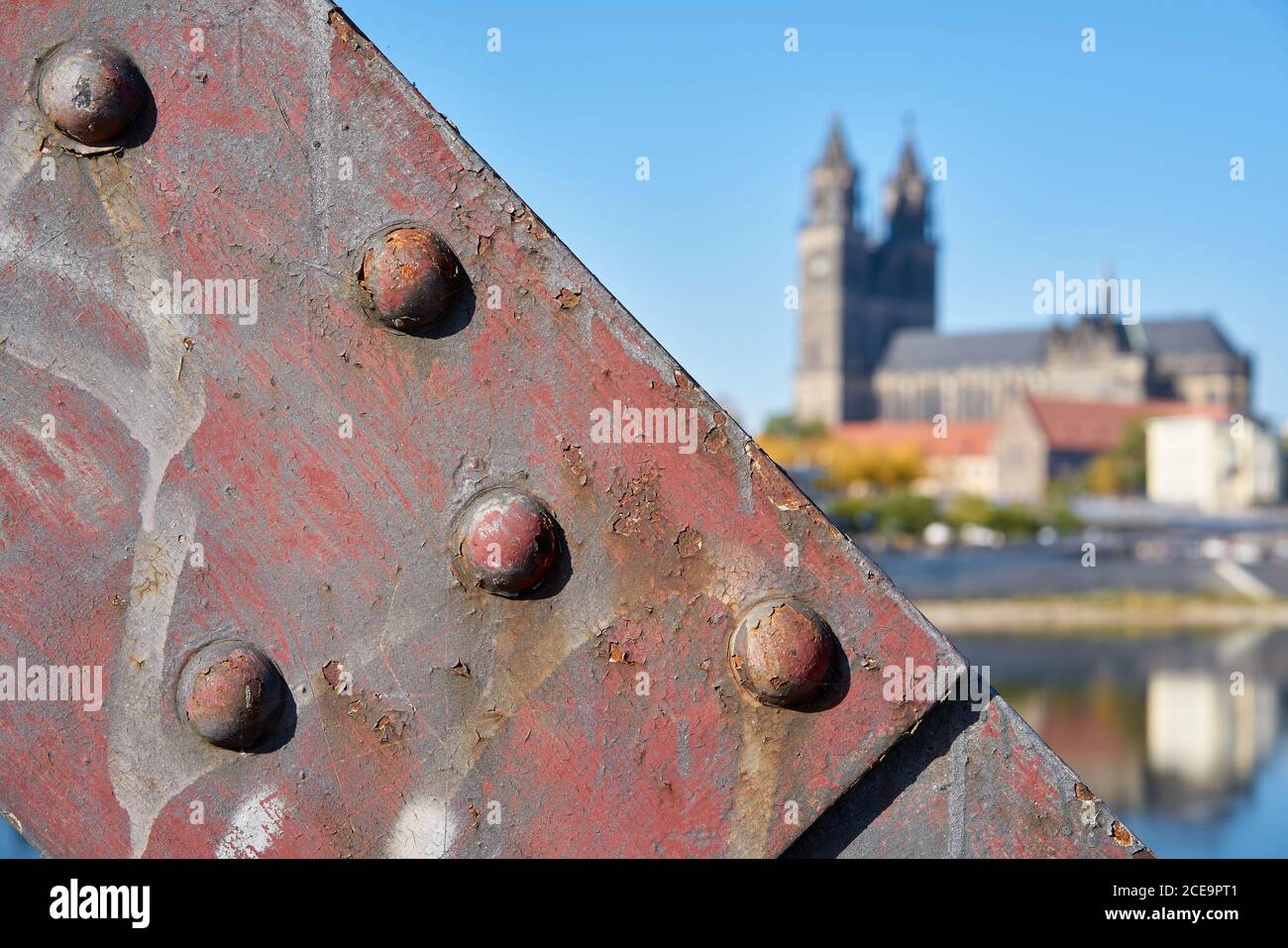 Detail of the lift bridge in Magdeburg Stock Photo
