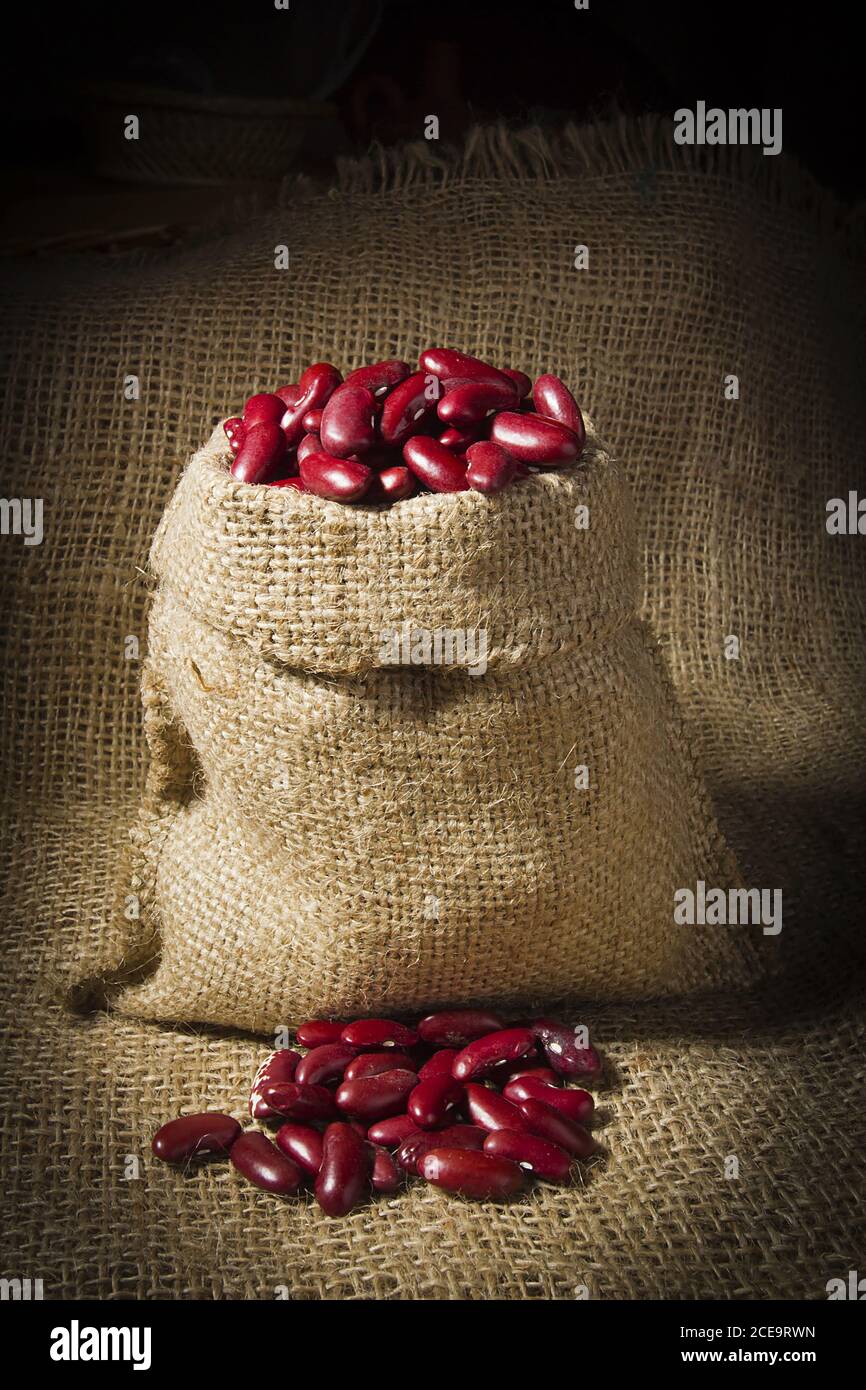 Beans in bag Stock Photo Alamy