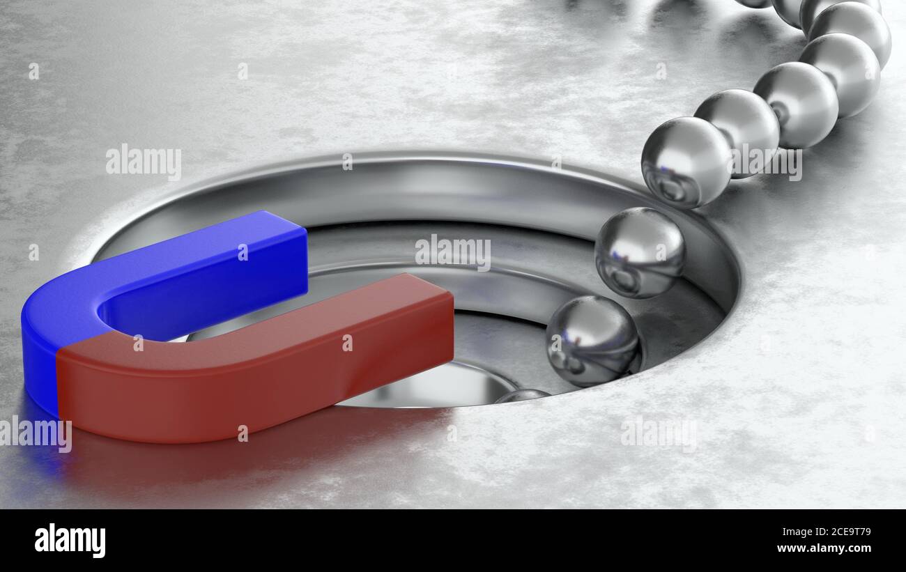 3D rendering of metal balls arrange with and funnel conversion