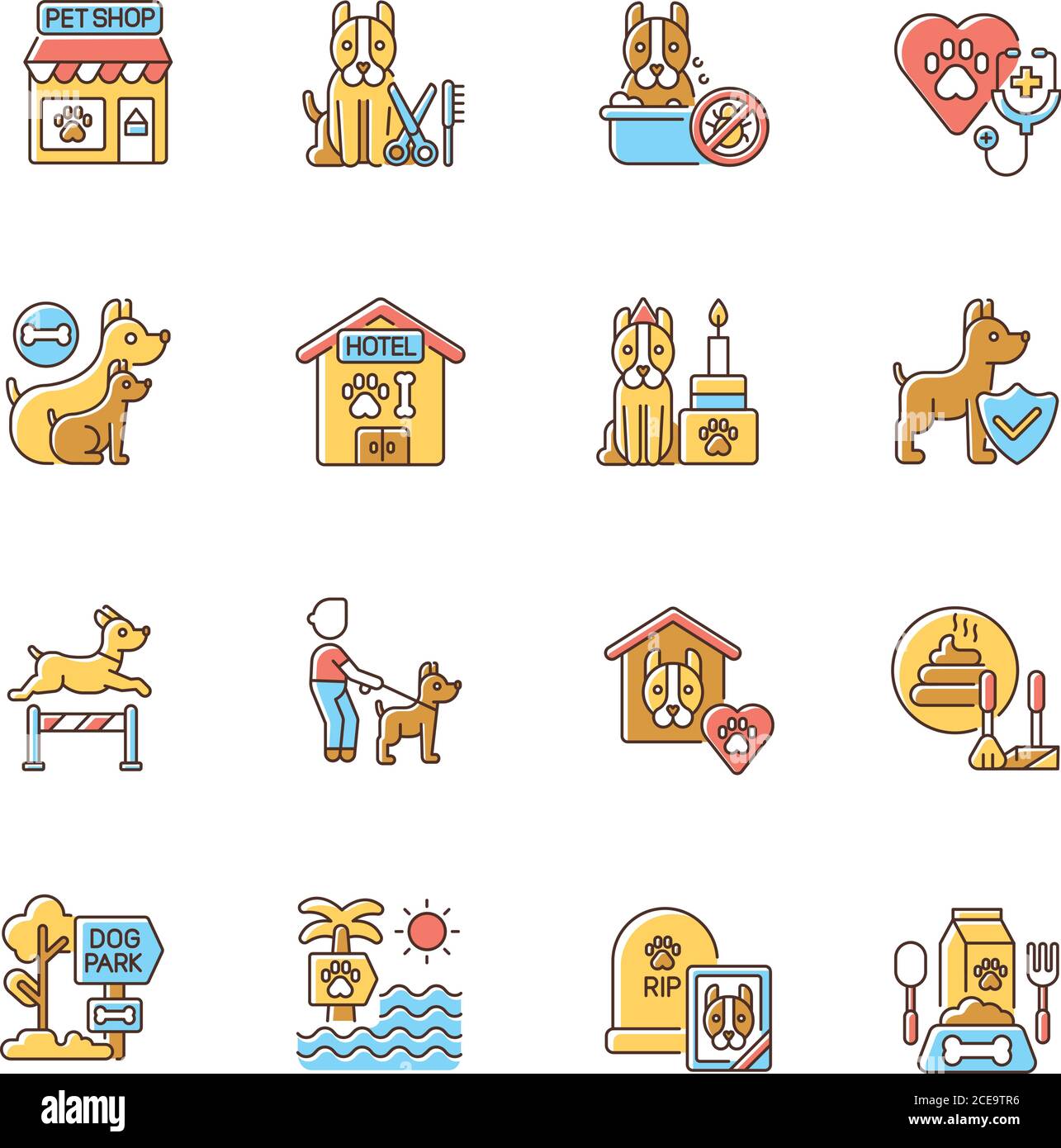 Pet service RGB color icons set Stock Vector Image & Art - Alamy