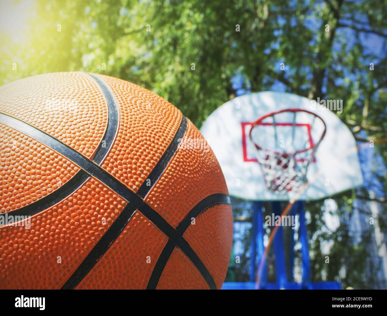 Basketball on a basket background Stock Photo