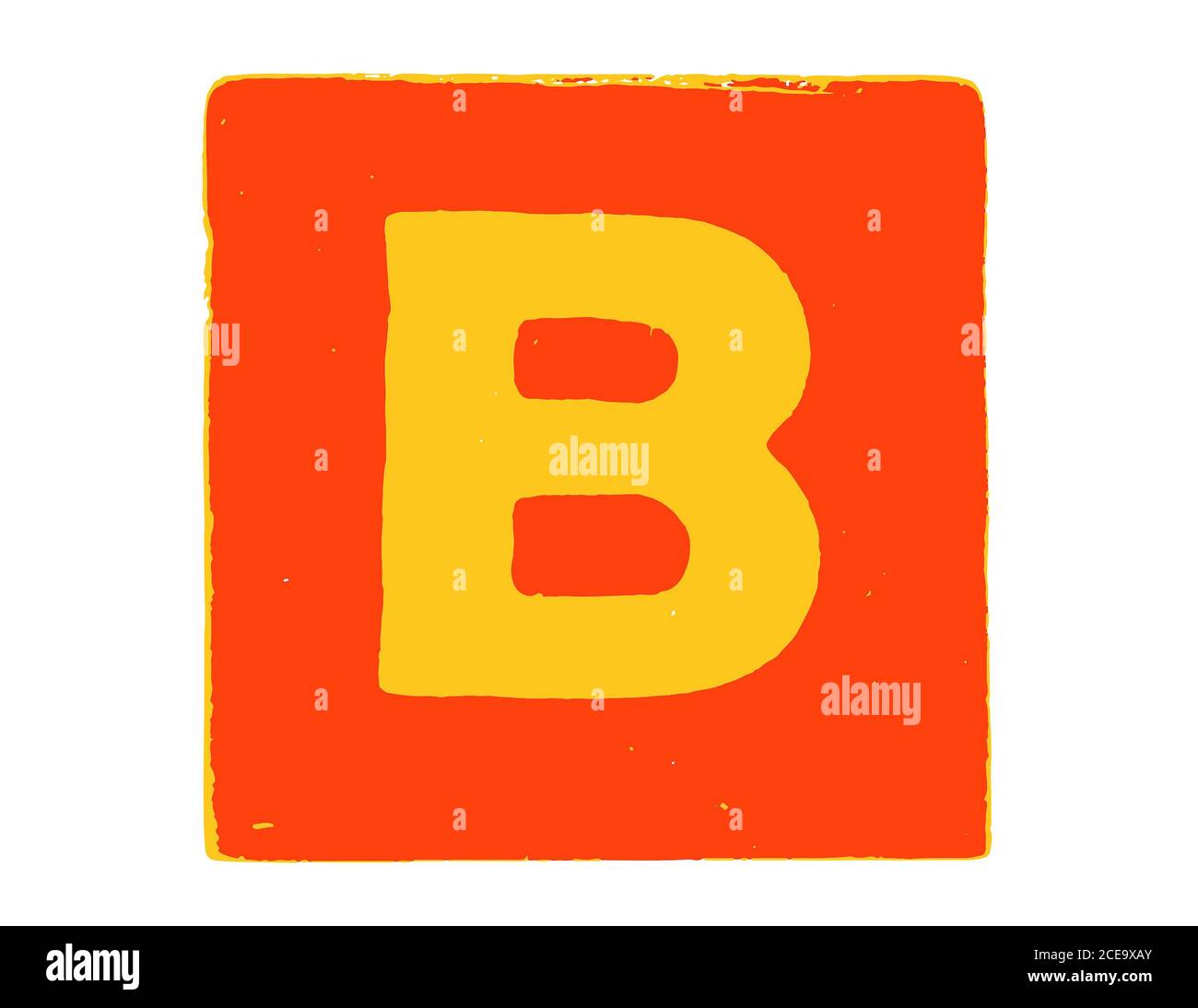 Alphabet letter cube with capital letter B on an orange background Stock Photo