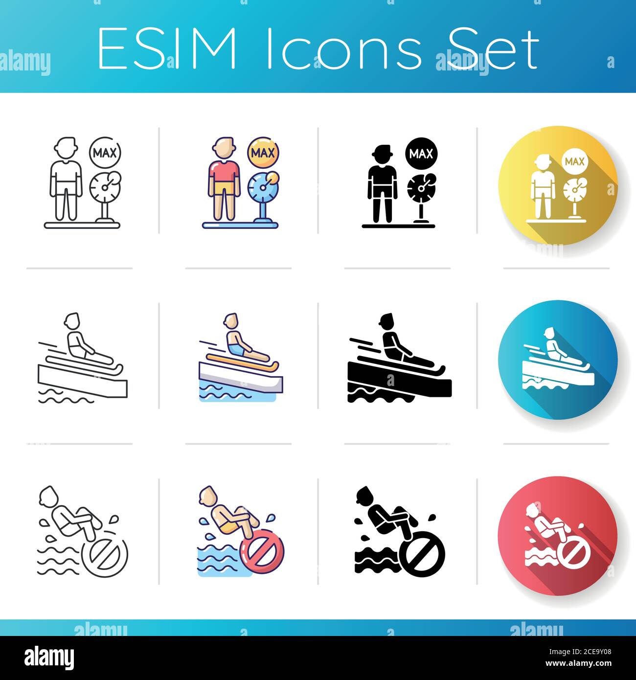 Aqua park icons set Stock Vector