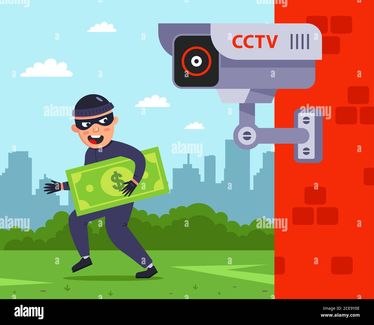 fixation to an outdoor surveillance camera. the criminal rob people