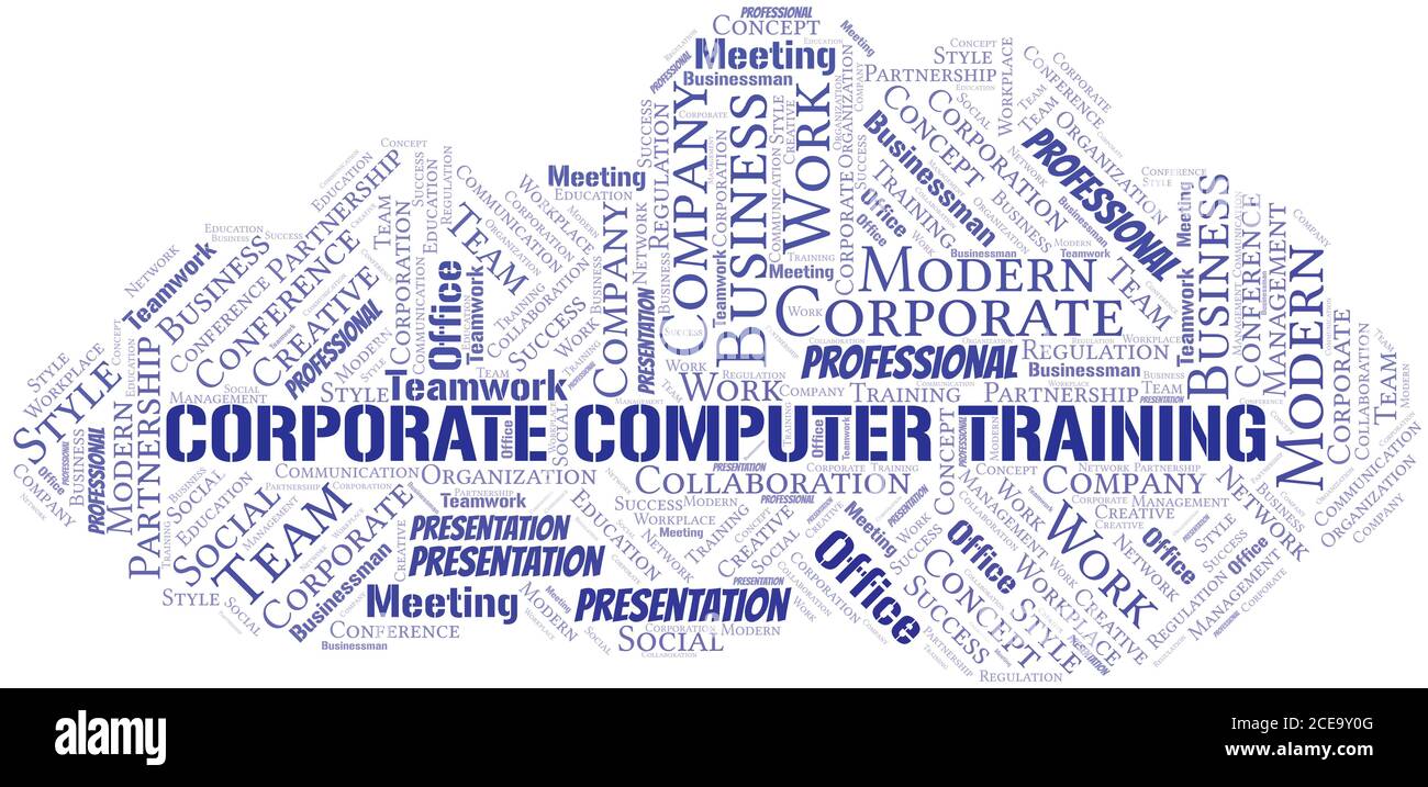 Corporate Computer Training vector word cloud, made with the text only. Stock Vector