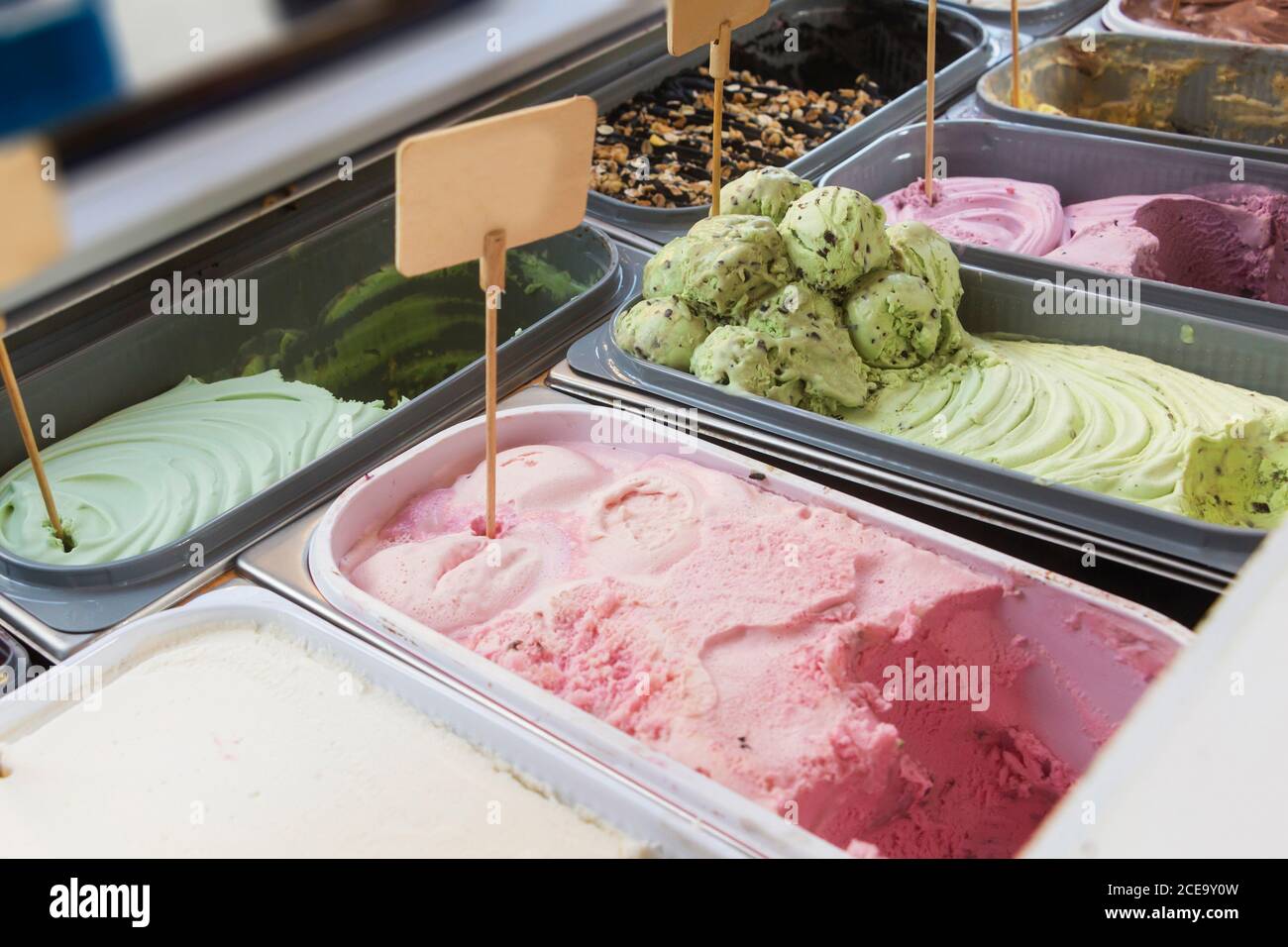 Ice cream bar. Ice cream in containers Stock Photo Alamy