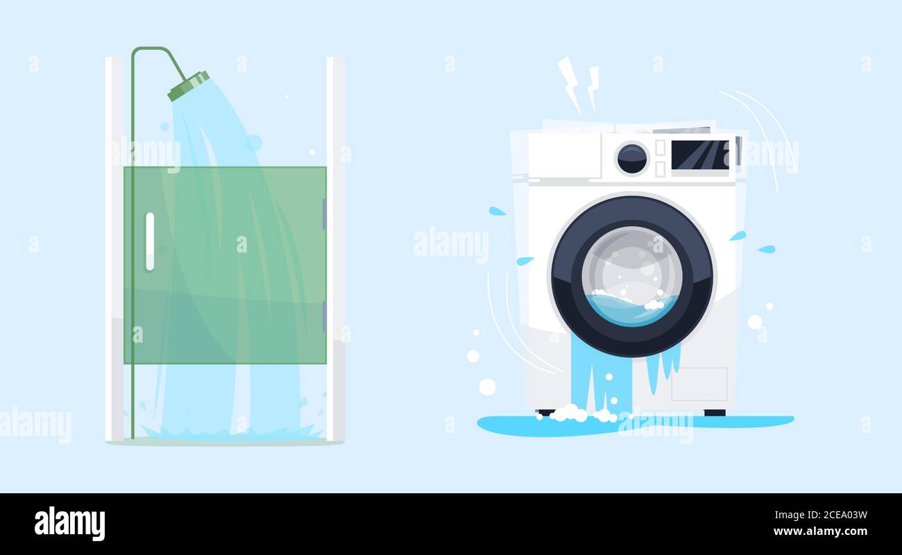 Bathroom furniture semi flat RGB color vector illustration set Stock ...