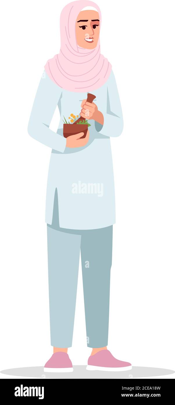 Alternative medicine specialist semi flat RGB color vector illustration