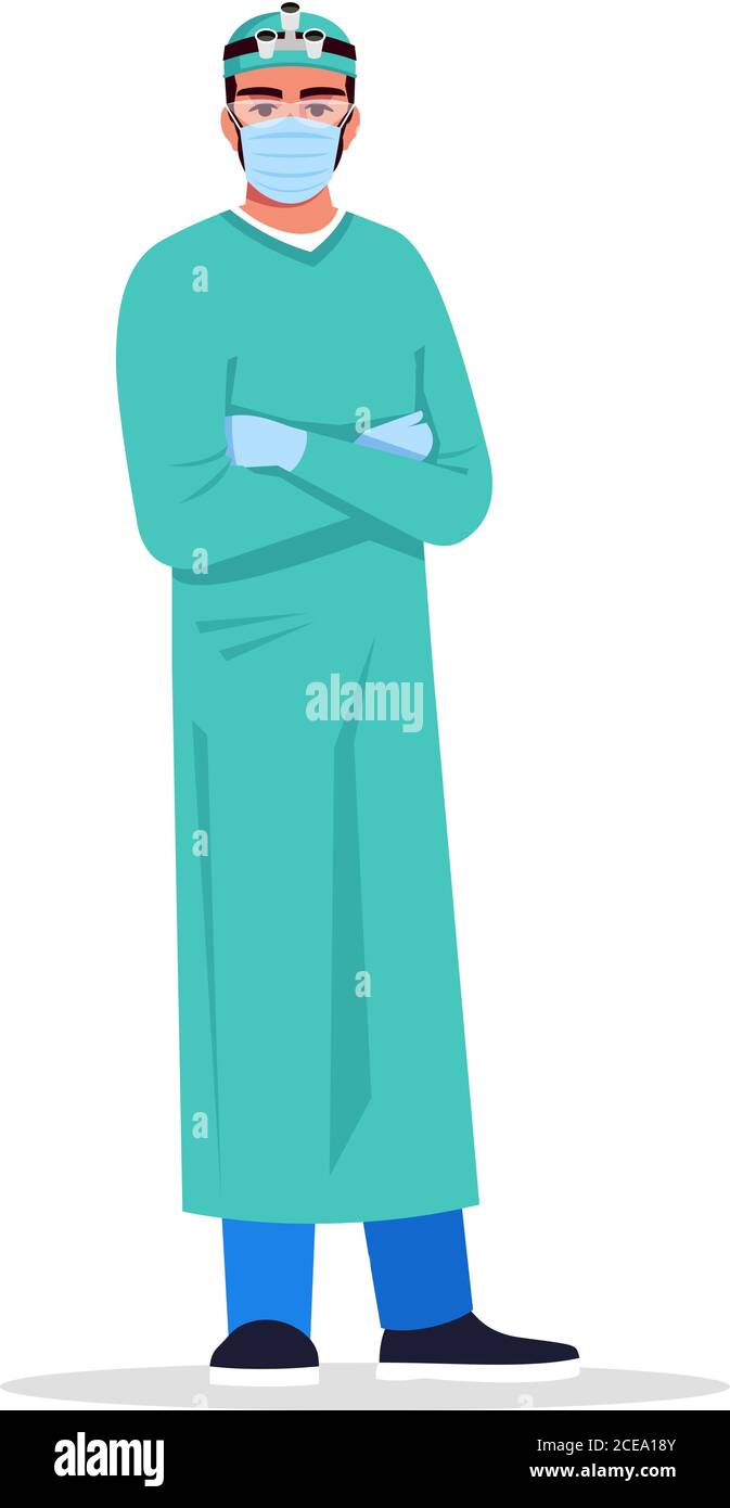 Surgeon semi flat RGB color vector illustration Stock Vector