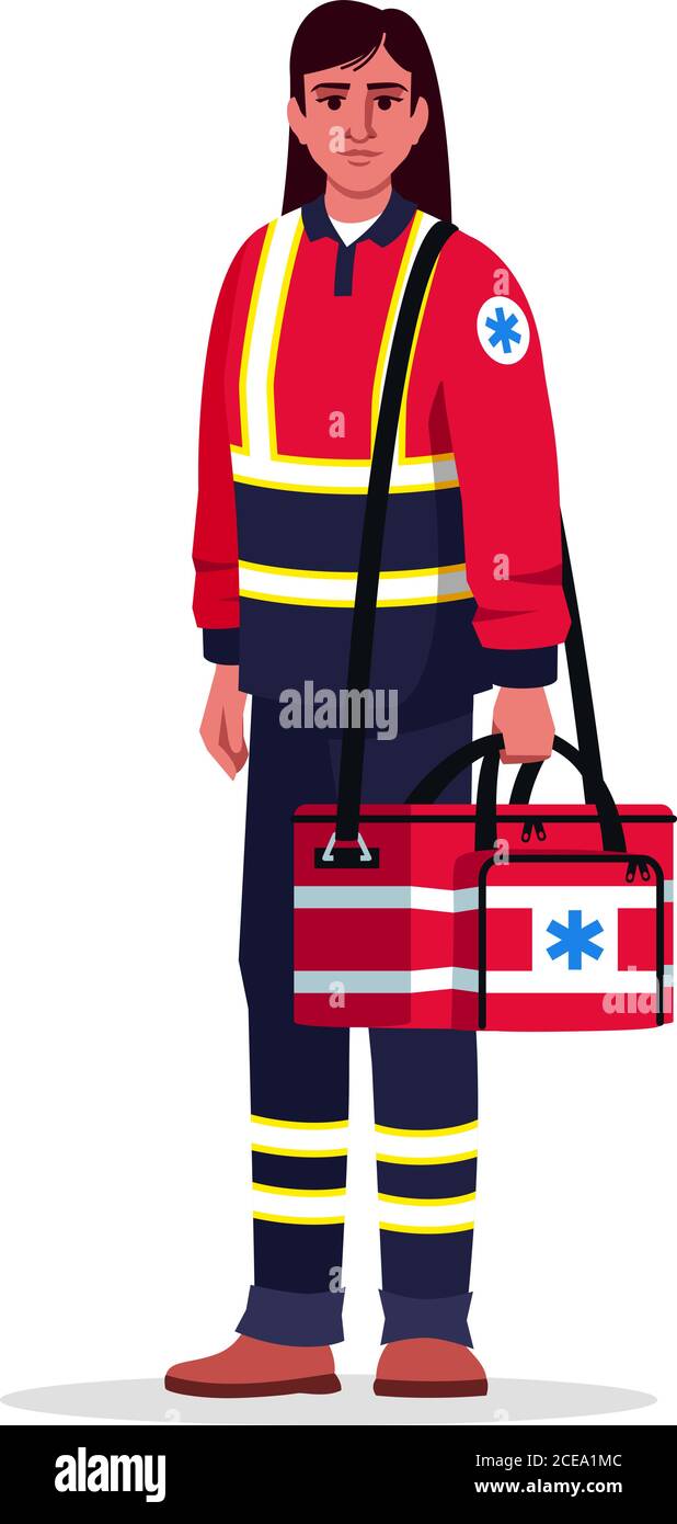 Paramedic semi flat RGB color vector illustration Stock Vector