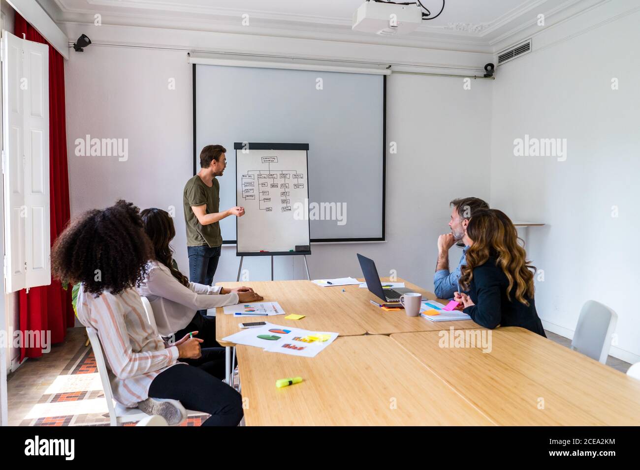 man giving presentation in office Stock Photo