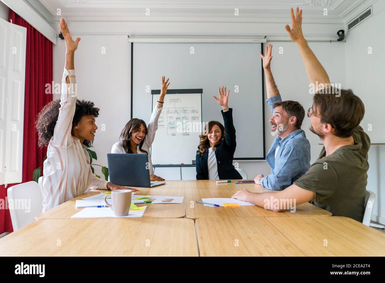 Colleagues voting for plan Stock Photo