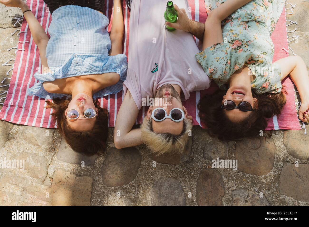 Funny friends making faces Stock Photo