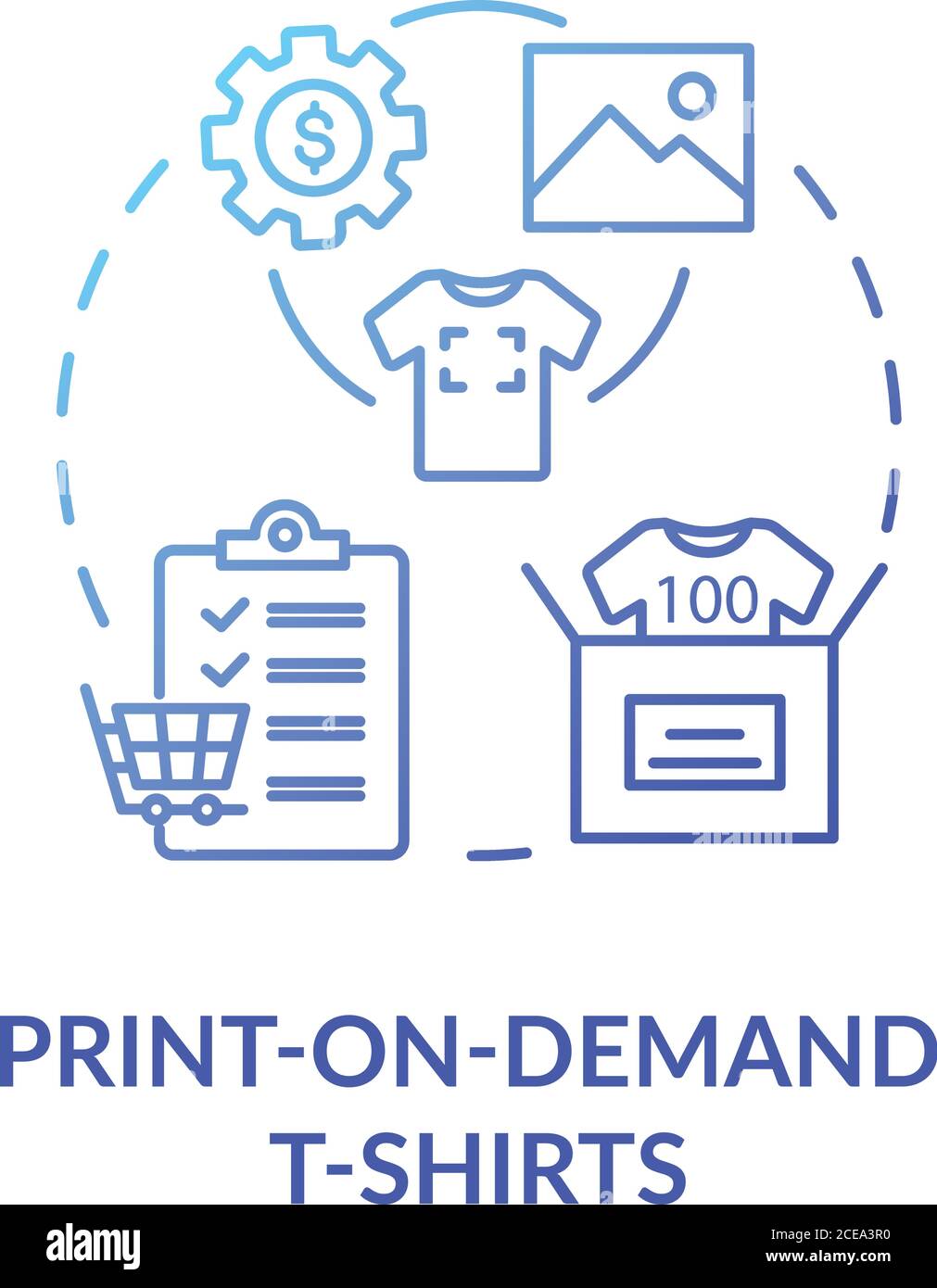 Print on demand T shirts concept icon 
