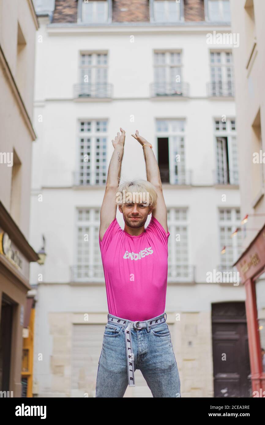 Stylish man posing on street Stock Photo