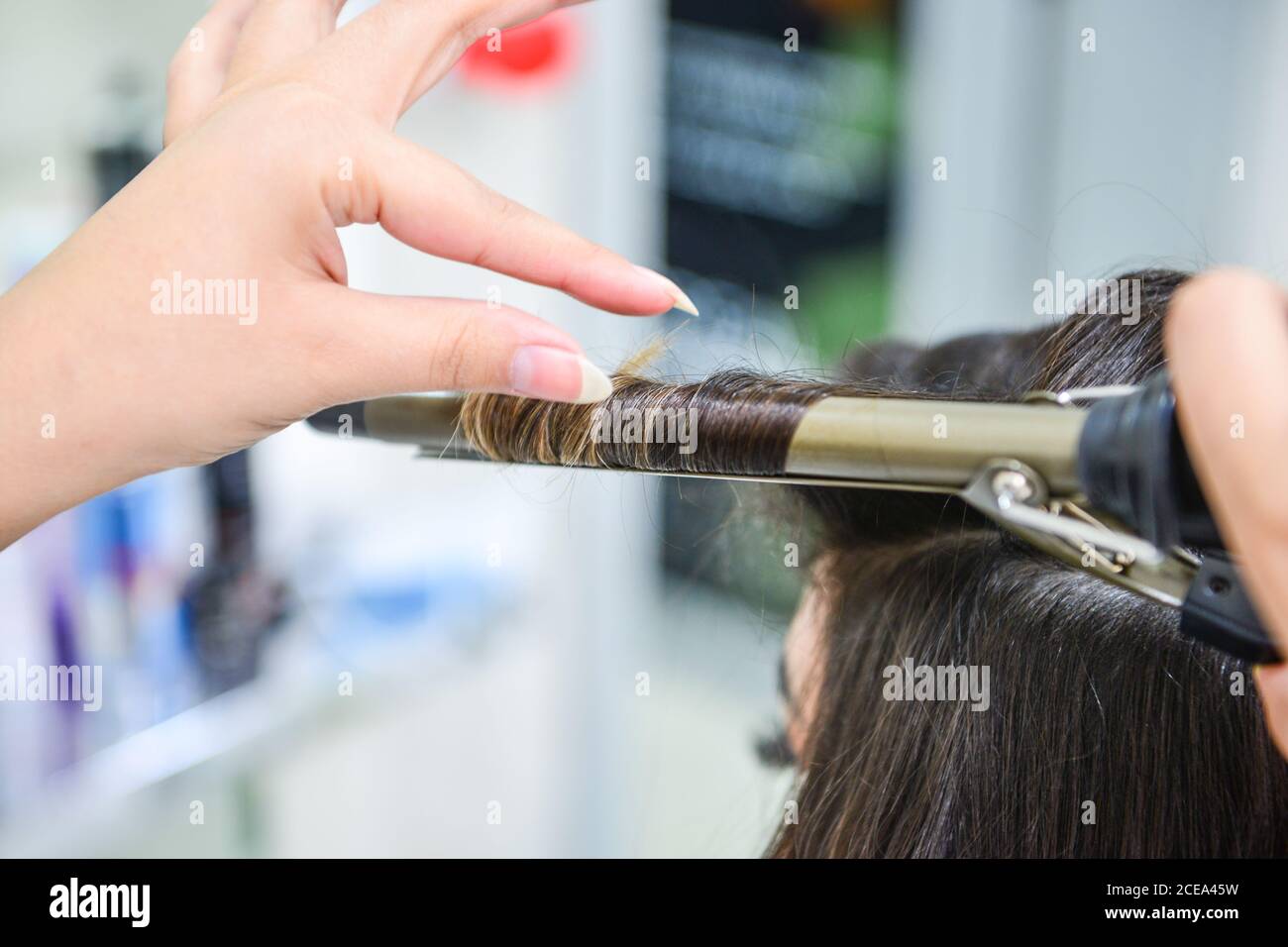 Hair Treatment in saloon Stock Photo